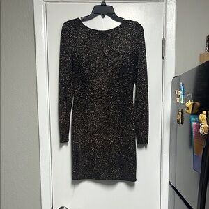 Sparkling Black and Gold Long Sleeve Dress